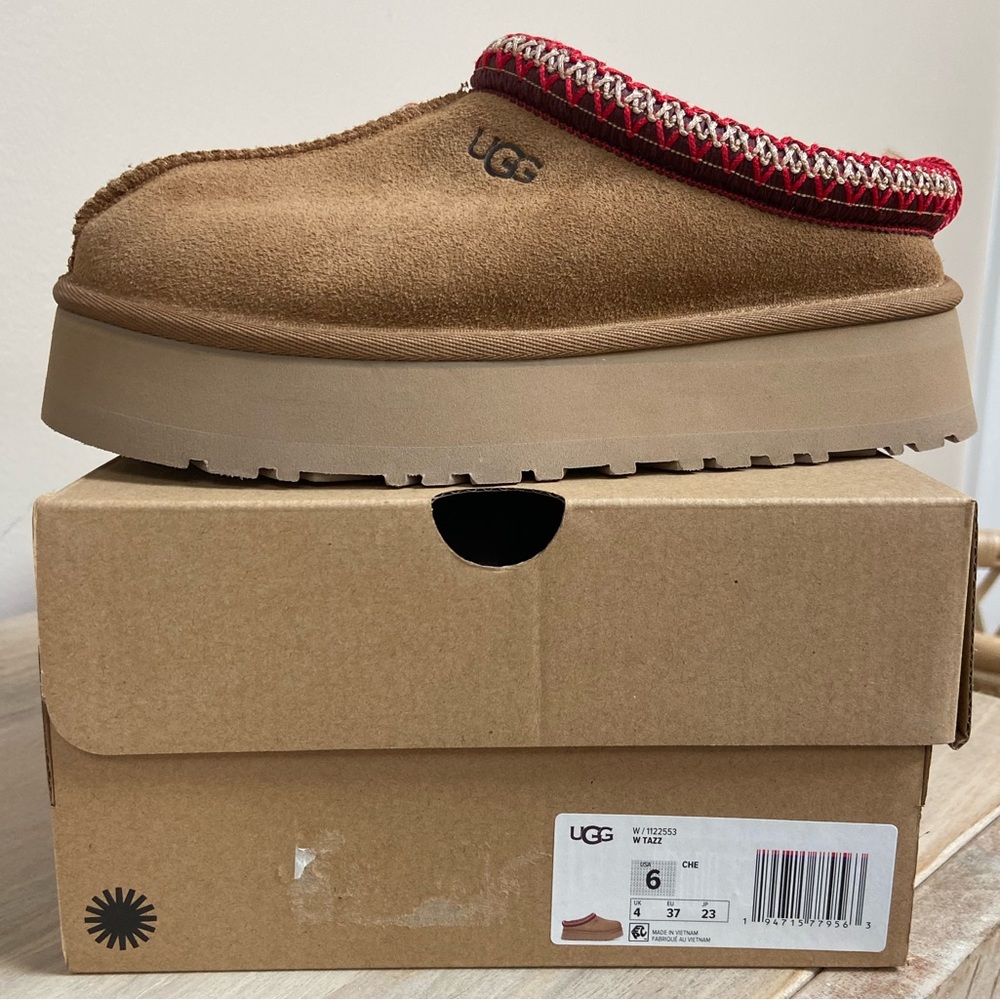 UGG TAZZ PLATFORM Slipper Clog Shoe CHESTNUT SIZE 6 NEW IN BOX